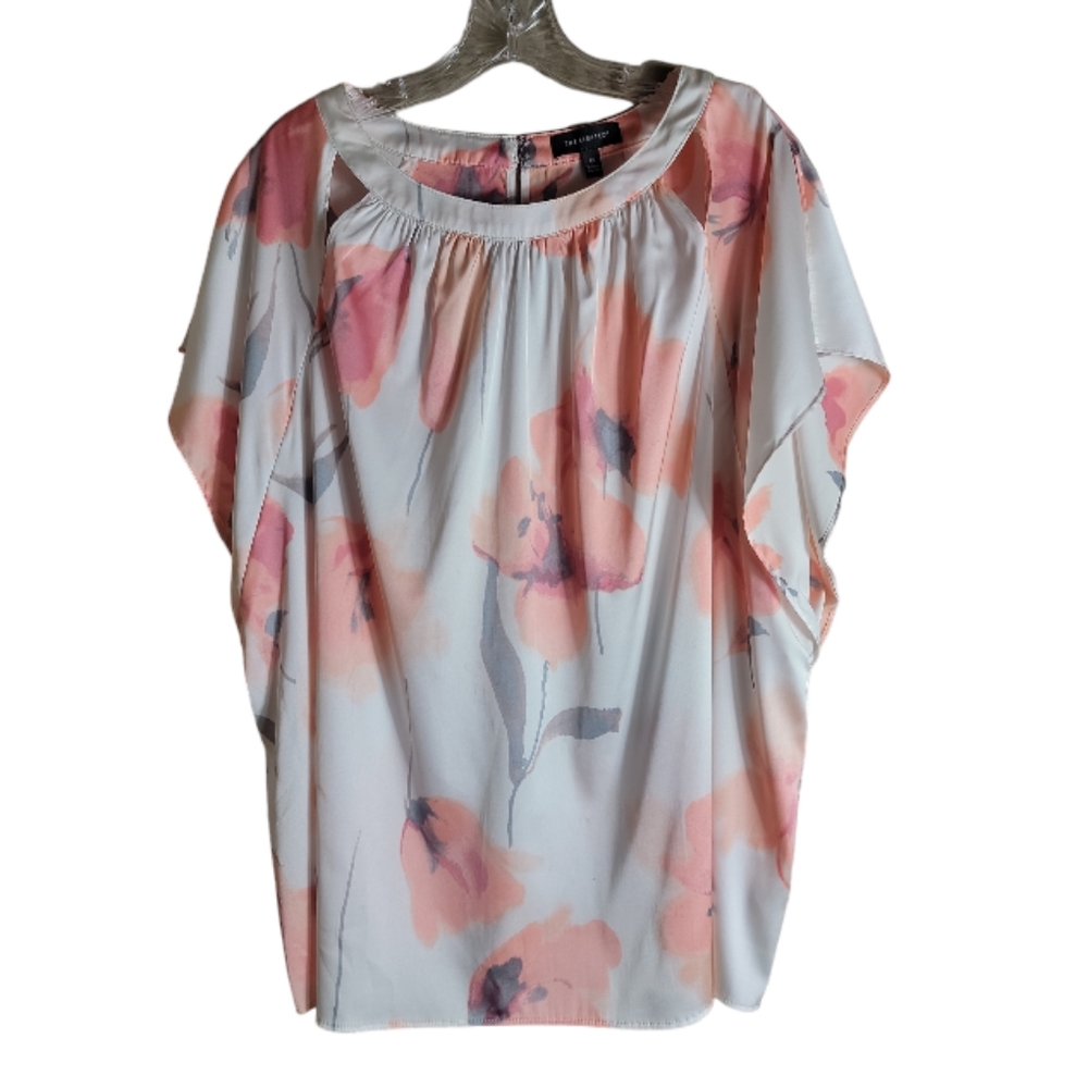 The Limited floral print cold shoulder top women's 1X white orange plus size
